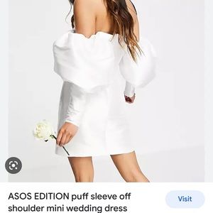 Asos white puff sleeve minidress